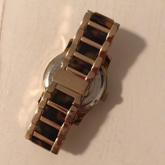 Michael Kors Tortoise Shell and Gold Watch - Picture 2 of 2